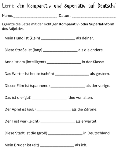 komparativ und superlative german exercises - Komparativ & Superlativ üben