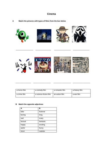 ESL cinema worksheet