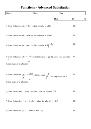 Functions - Advanced Substitution