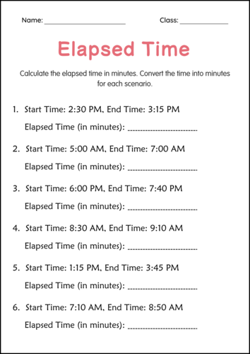 Elapsed Time to the Hour – Minute and Days Worksheets for Grade 4, 5, 6