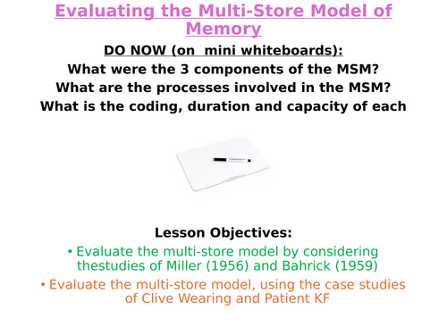 Evaluating the Multi-Store Model of Memory - Paper 1 (Intro topics/memory) - A Level Psychology AQA