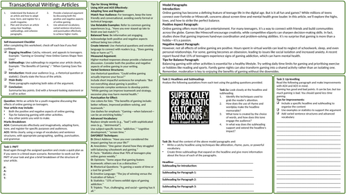 Transaction Writing Skills - Article Online Gaming