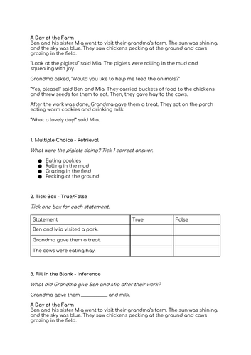 Year 2 SATS Reading Practice - 6 Weeks of learning