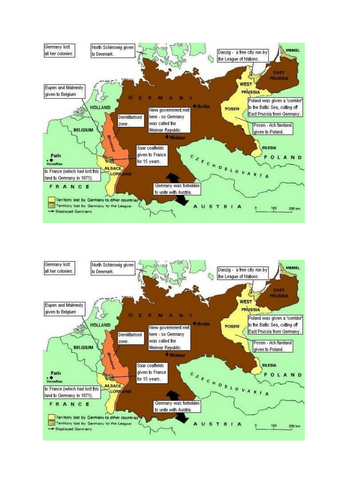 Map of Territorial losses in Germany after the First World War