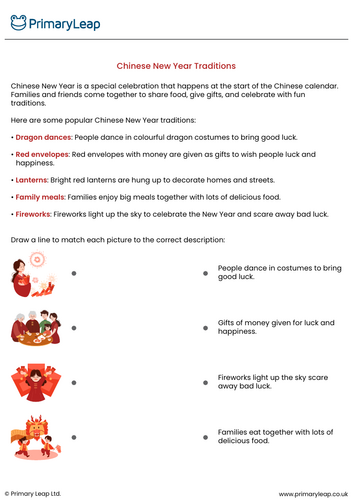 Chinese New Year Traditions - Learn and Match