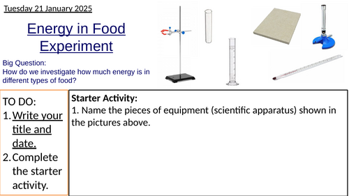 KS3 Physics Burning Food Experiment: Complete Lesson