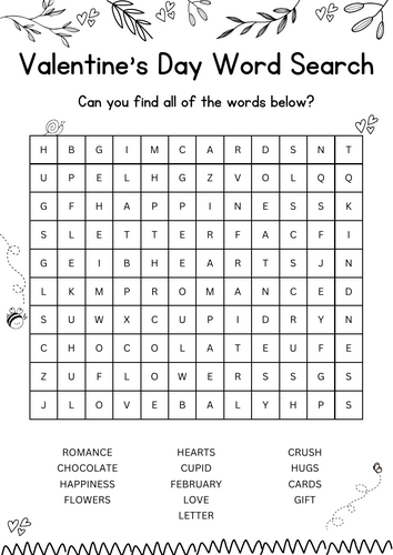 Valentine's Day Word Search