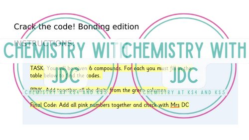 GCSE 9-1 Bonding Codebreaker Group Activity