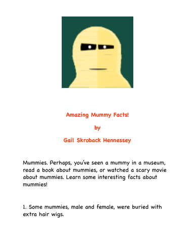 Egyptian civilisation ,Mummy facts activity