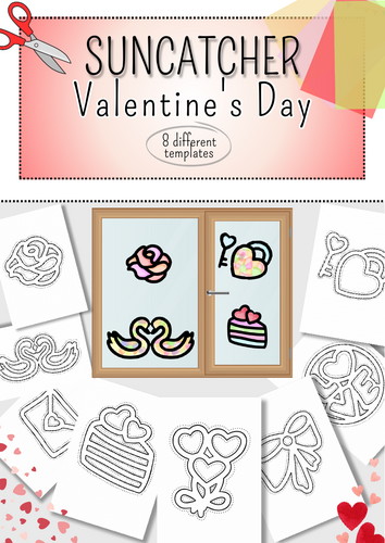 Window Decor: Suncatcher Valentine's Day for cutting out or pricking