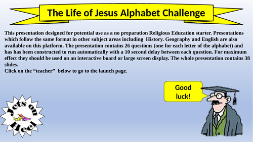 Life of Jesus Alphabet Challenge