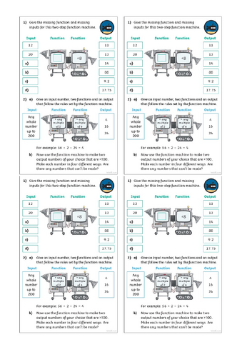 Y6 Algebra - function machines