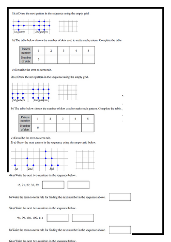 Y6 Maths number patterns