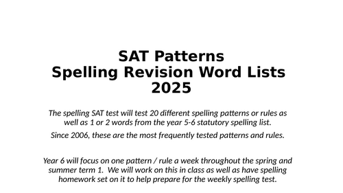 Year 6 SATS Spelling 2025
