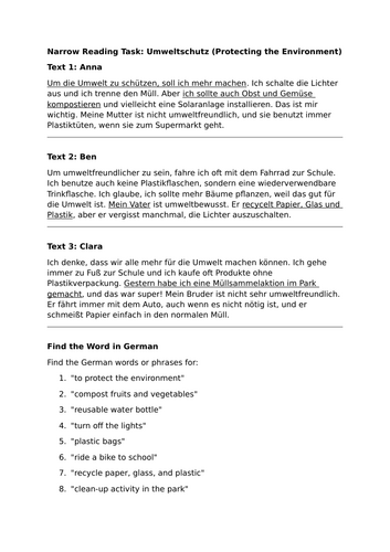 environment cover work KS3 AND KS4