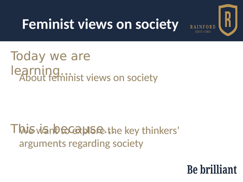 AQA Politics 7152/3 - feminist views on society