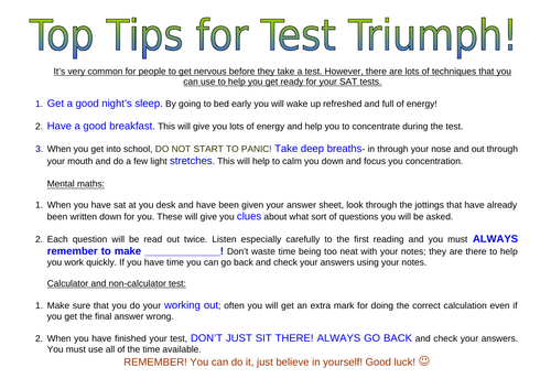 KS2 SATs Preparation Tips