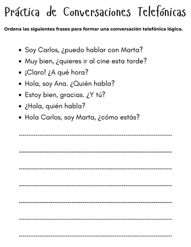 Phone Conversation In Spanish Exercises - Práctica de Conversaciones Telefónicas