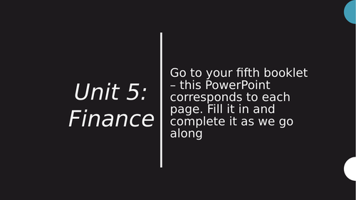 OCR GCSE Business Unit 5 - Finance