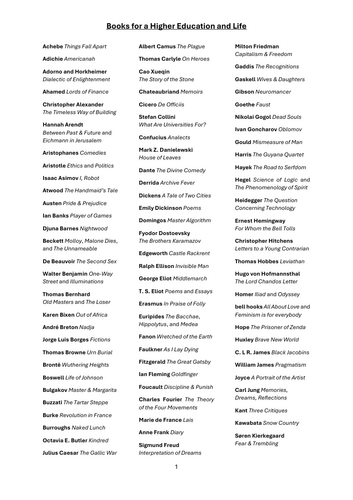 List of Great Books for Students to Read