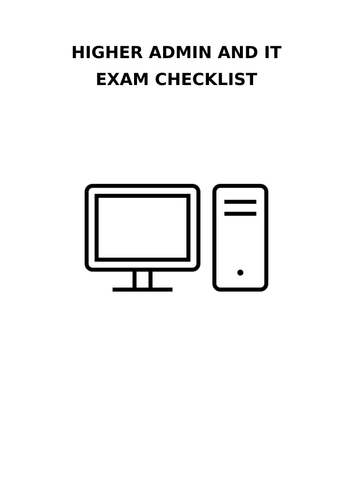 Higher Admin and IT Exam Checklist Booklet | Word Document