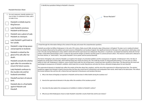 Macbeth A3 revision sheet