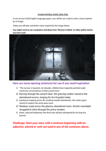 Gothic Creative Writing Activity/write a story based on an image