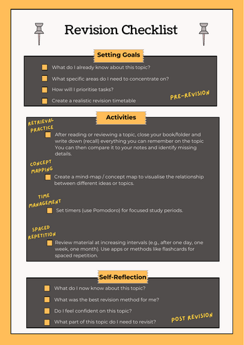 Revision Checklist (Metacognitive)