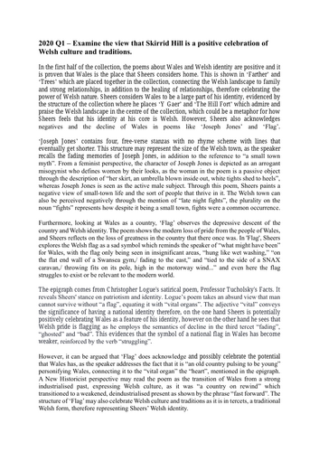 Skirrid Hill 2020 essay AQA