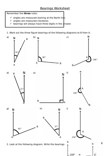 Introductory Three-Figure-Bearings Worksheet