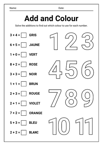 Primary French colours numbers KS2 primary