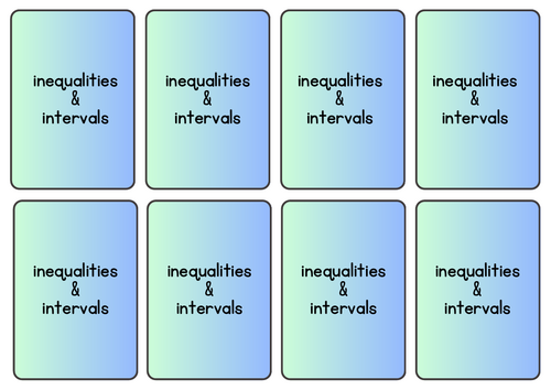 Memory math game Inequalities and intervals