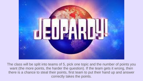 Science Jeopardy Style Game- Year 7 KS3