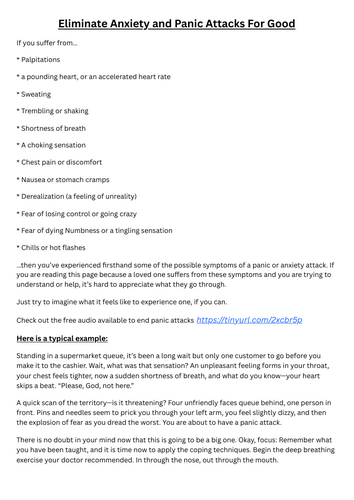 Eliminate panic attacks and anxiety for good