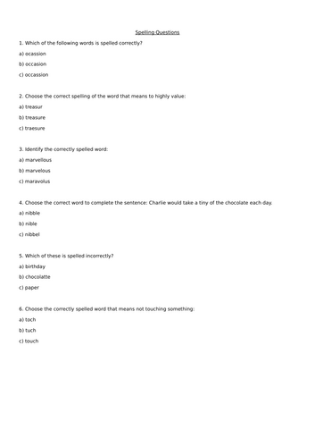 Spelling Year 4 Homework