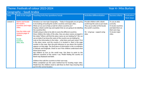 Year 4 - Geography - Saudi Arabia