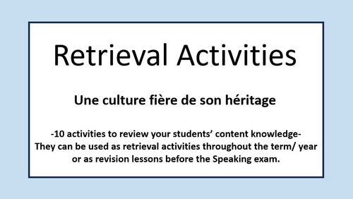 Patrimoine- Retrieval Practice- A Level French