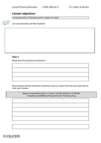 3.1.3.1.2 Industrial and post-industrial (1780–1900) AQA A level PE