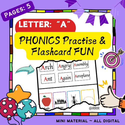 Fun Phonics for Letter A (Words & Pictures) for Kids 3-4+ in age!