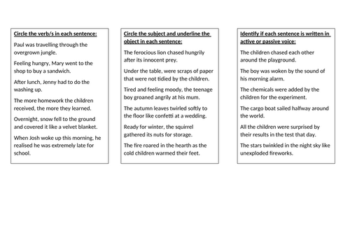 SPAG starter year 6 SAT's revision