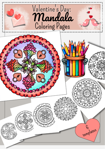 Valentine's Day Coloring Pages Mandala