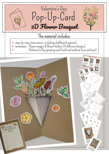 Art Project: Valentine's Day 3D Pop-Up-Card: Flower Bouquet