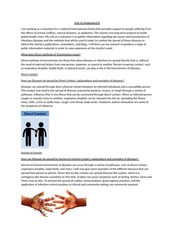 Unit 12 Assignment B investigate different types of diseases and infections