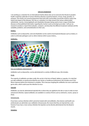 Unit 12 Assignment C investigate different types of diseases and infections
