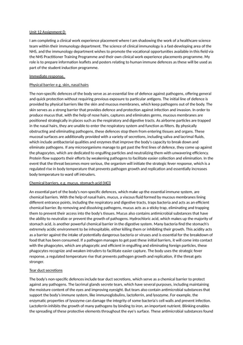 Unit 12 Assignment D investigate different types of diseases and infections