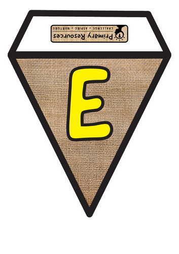 Hessian Classroom Bunting (Yellow Lettering / Triangle Flag)