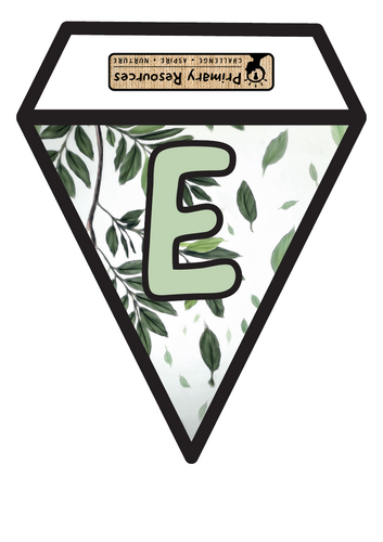 Floral Classroom Bunting (Green Lettering / Triangle Flag) Boho