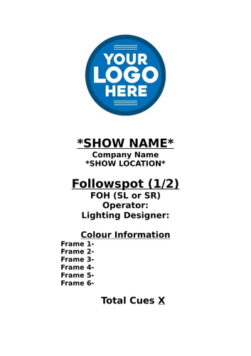 Follow Spot Cue Sheet