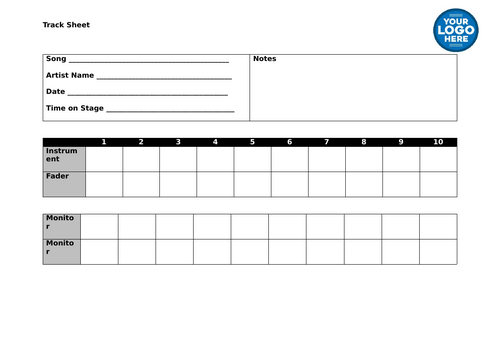 Band Track Sheet