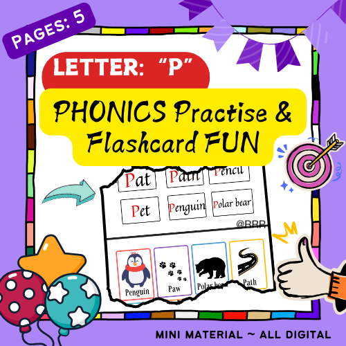 Fun Phonics for Letter P (Words & Pictures) for Kids aged 3+ in age!